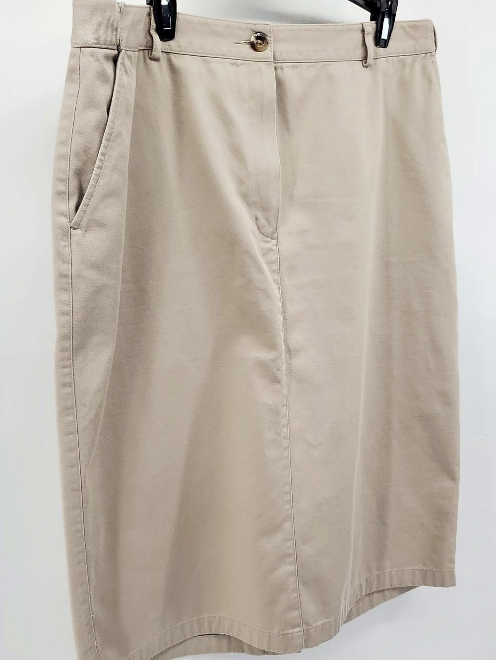 L.L. Bean | Flat Front Cotton Skirt | Size 18 Tan Cream